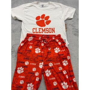 Clemson Tigers Mens Pajama Set White Tee Orange Lounge Pants Medium NEW